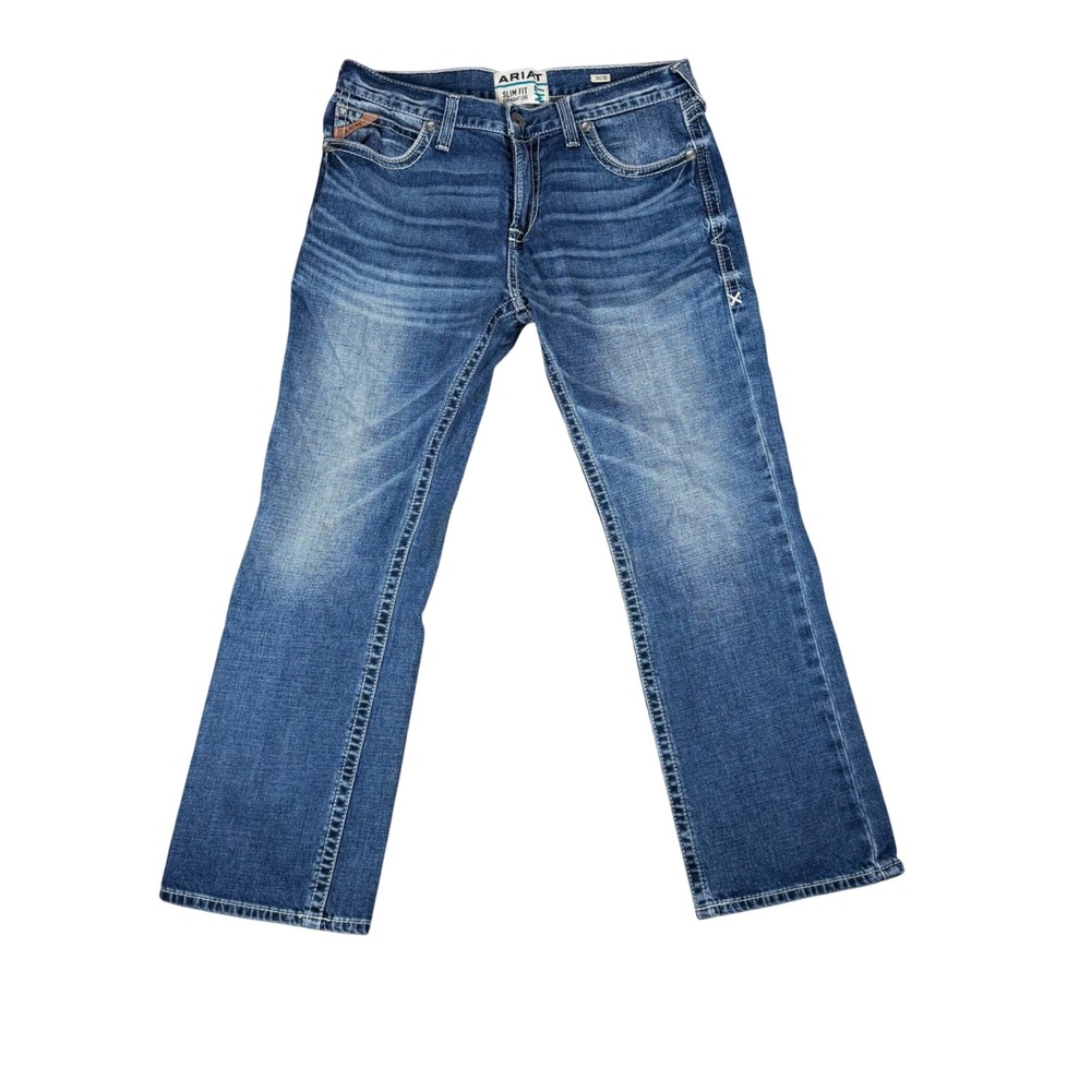 Ariat M7 Slim Fit Straight Leg Jeans Mens 34x30 Medium Wash Blue Denim